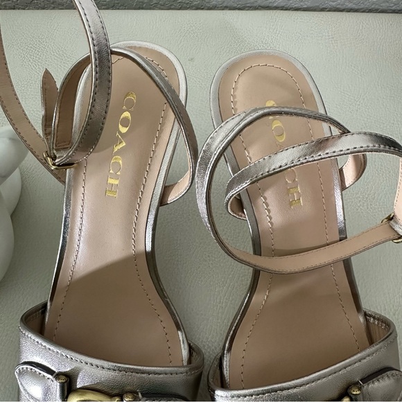 COACH Kyra Metallic Leather Sandal - Picture 10 of 16